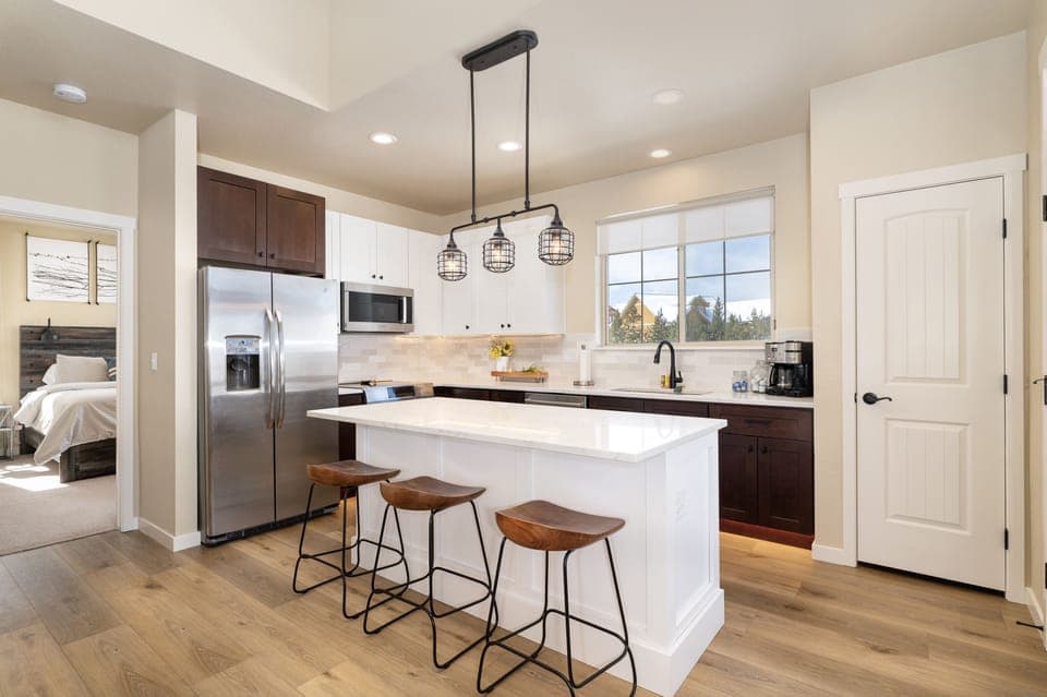 All new appliances. cabinets, lighting, floors, and countertops await