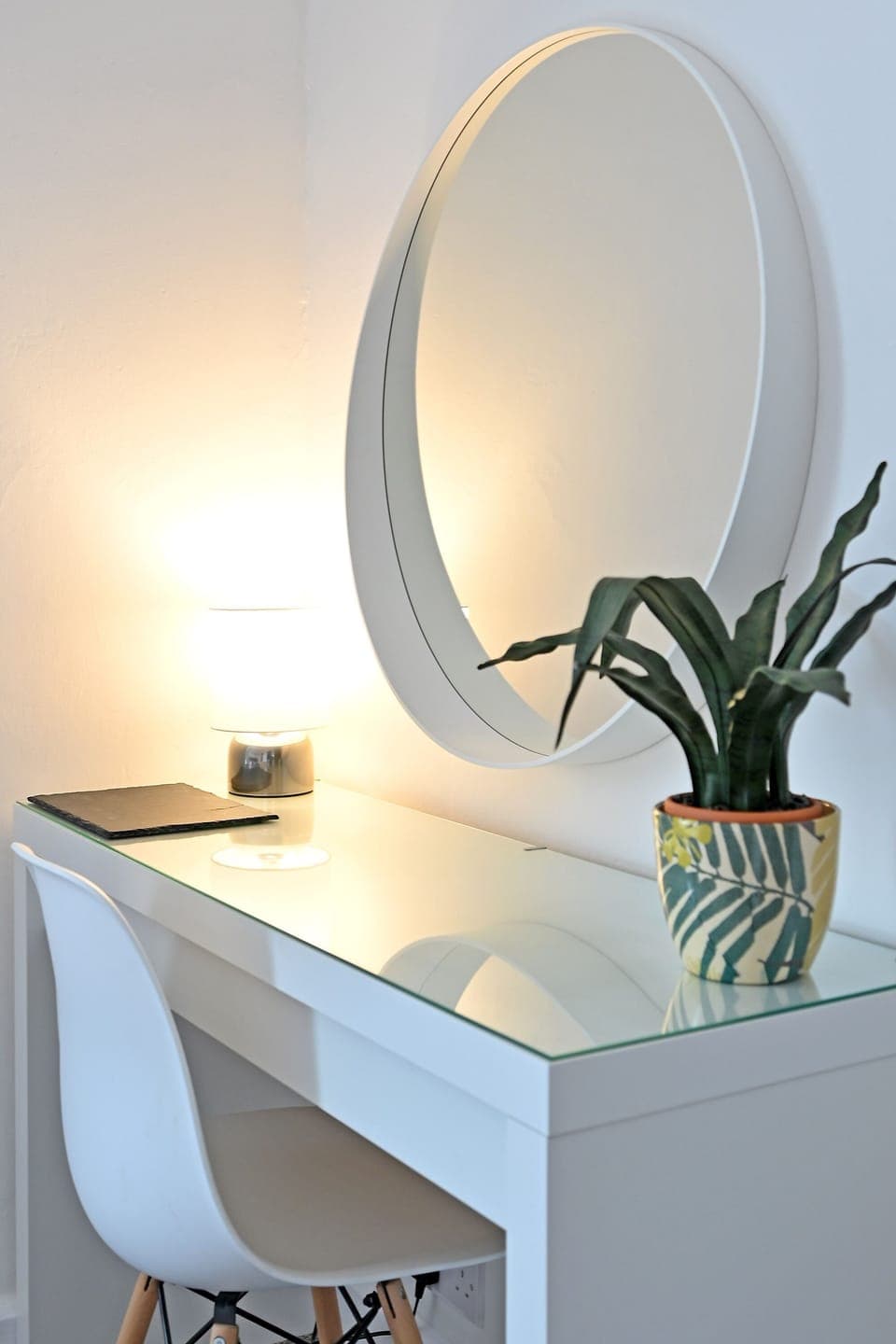 Make up table and mirror. 