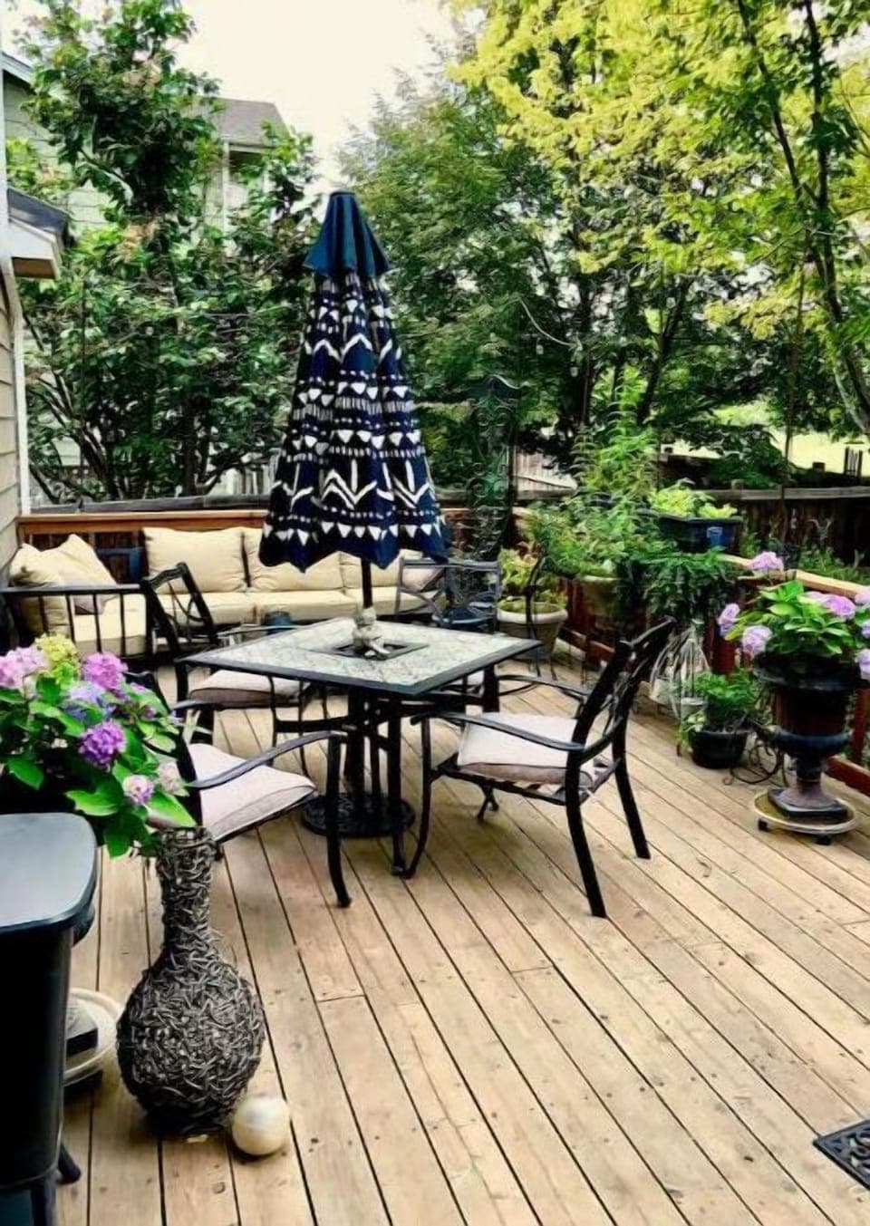 Backyard deck directly off of the kitchen