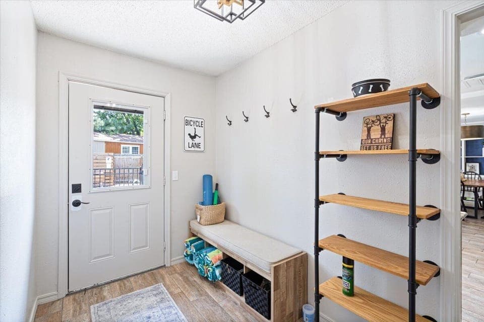 Separate entrance to backyard patio area