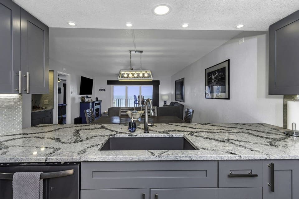 Spectacular chef's kitchen with direct oceanfront view