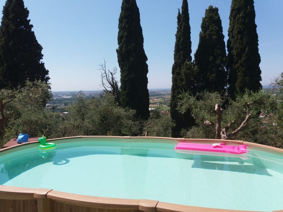 salted water pool -not fenced - 
pool size: mt..3,30x 6,30 . depth cm 140