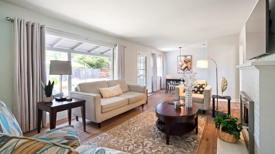 Cozy up and watch your favorite movie in the living room!