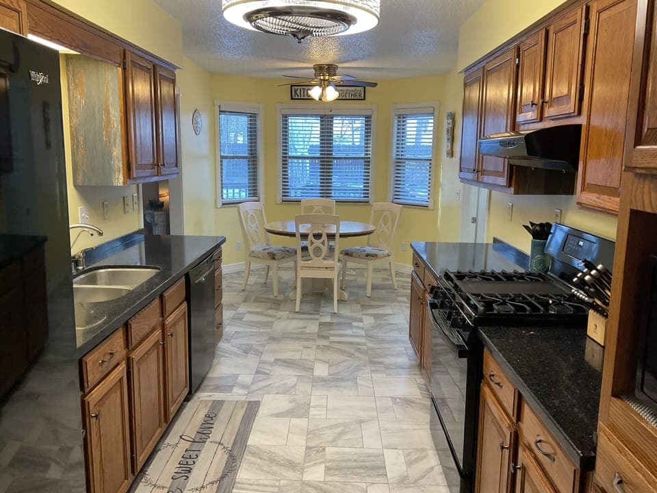 Galley kitchen with breakfast nook
