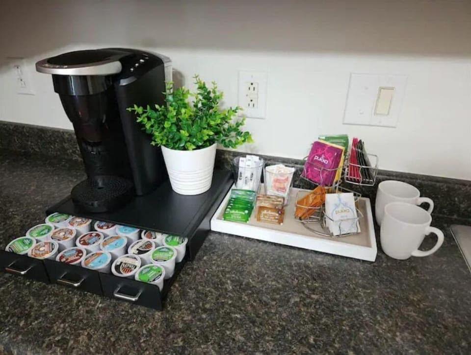 Complimentary coffee and tea.