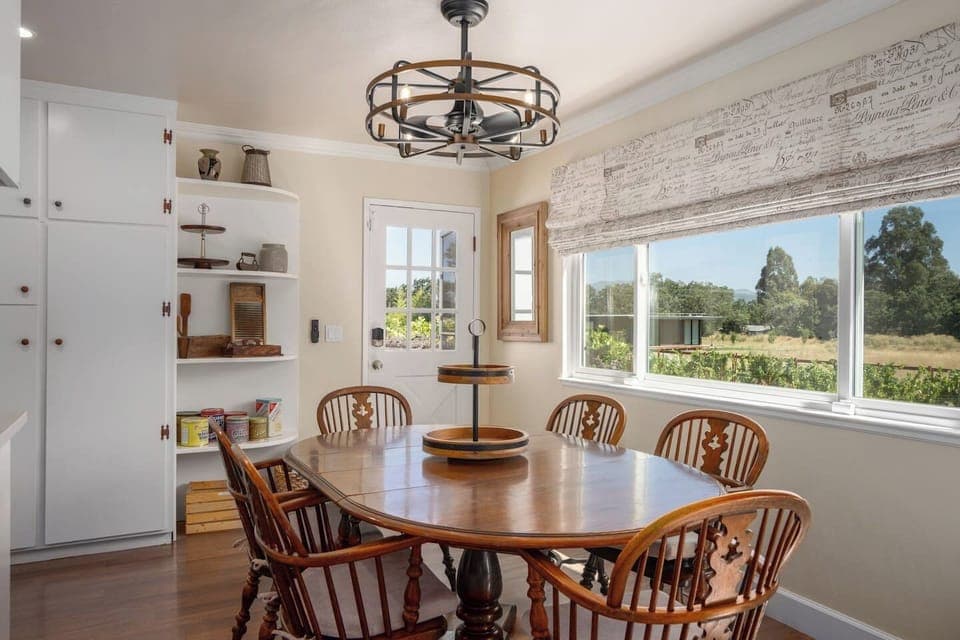 Dining with a view of the Grace Benoist Ranch vineyard .