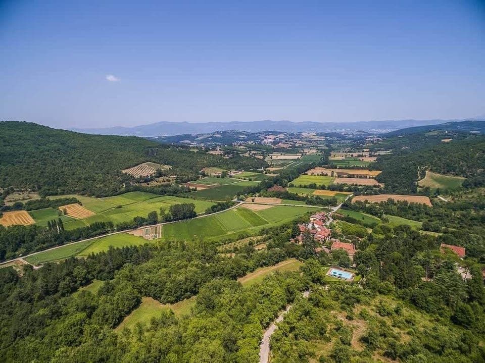 Aerial view of this villa near Arezzo