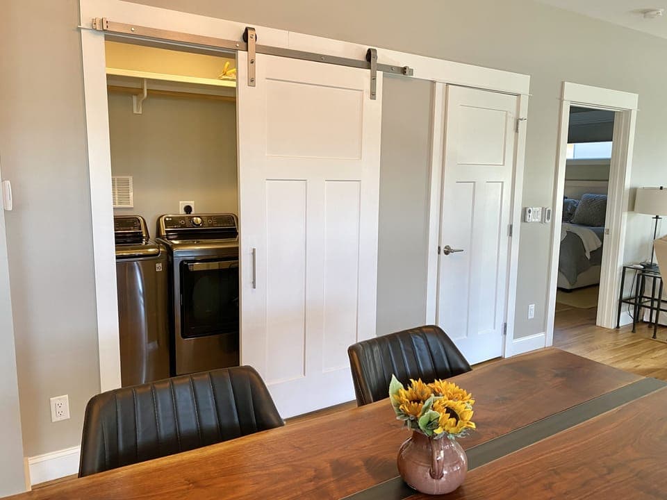 Laundry room opens into the dining area