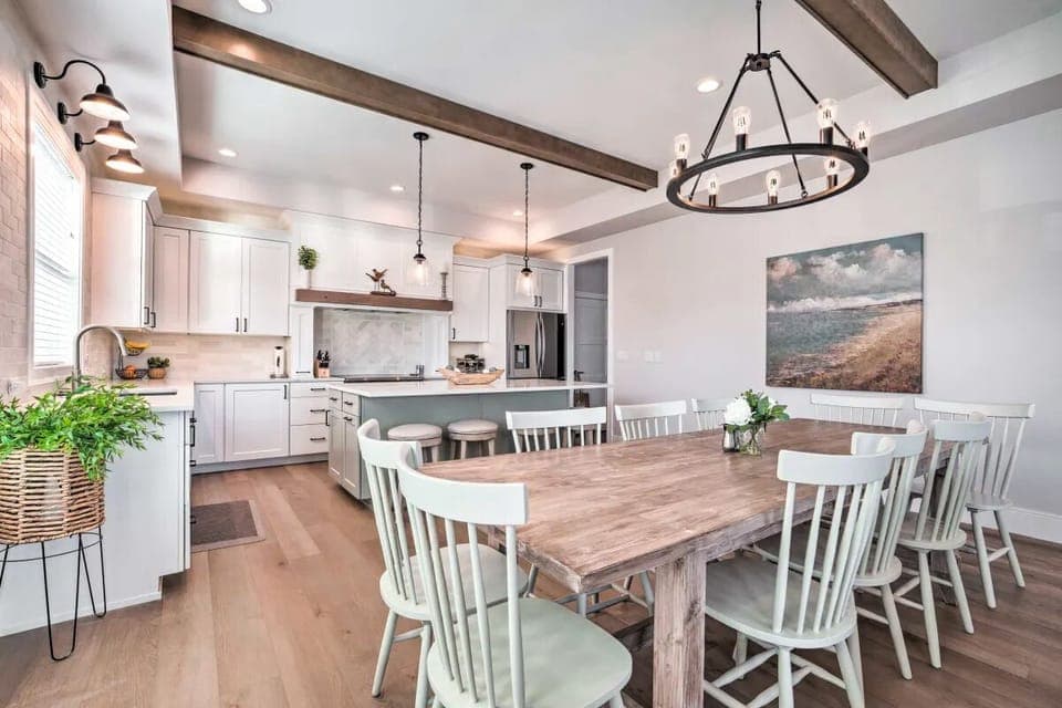 Kitchen/Dining room - seating for 16 at table and adjacent Island