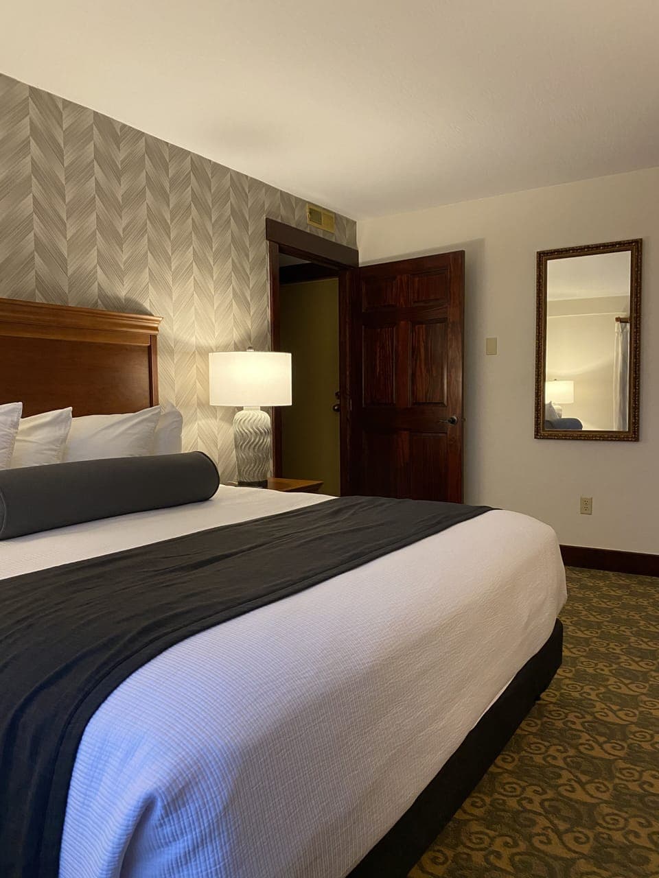 Indoors, Lamp, Bed, Furniture, Floor