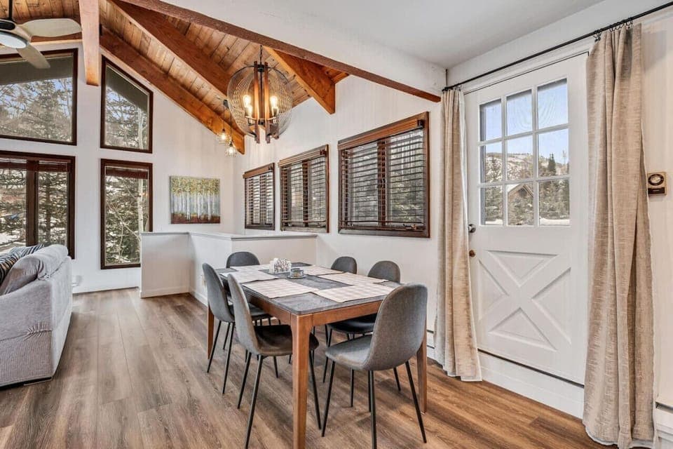 Cozy dining area with warm lighting