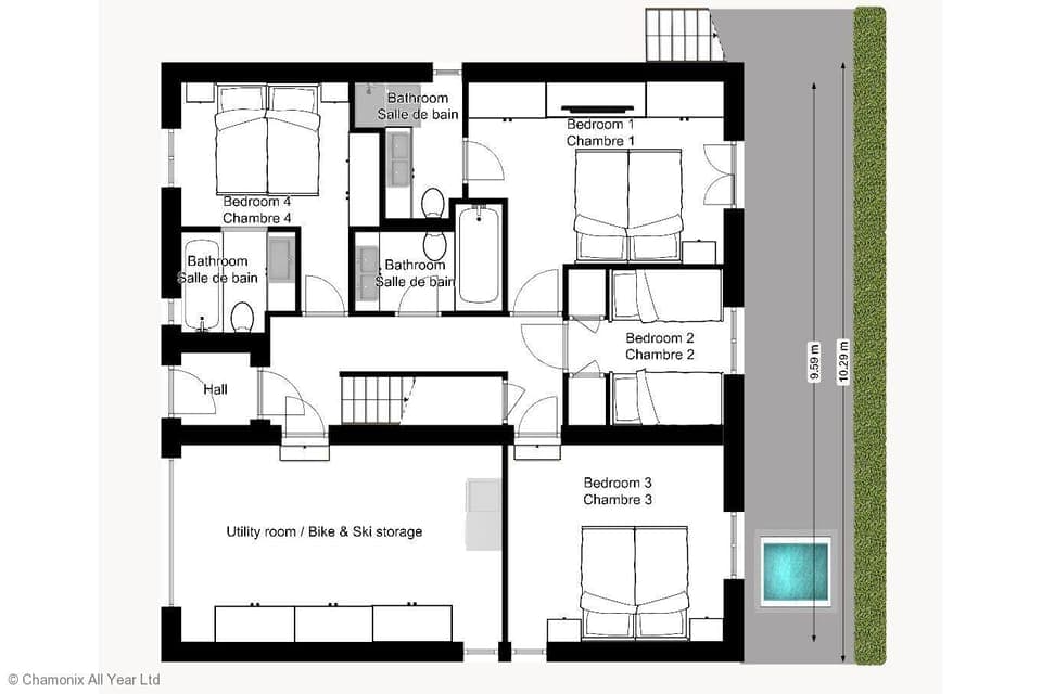 Floorplan Chalet Panache ground floor