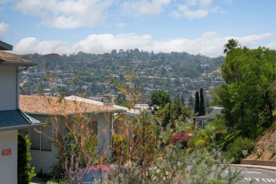 Hillside views from the picture window in the dining area. 