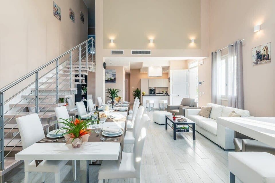 Open plan living, dining and kitchen area