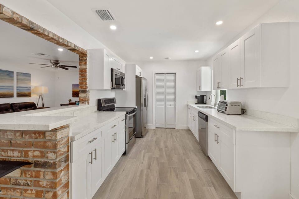 The spacious kitchen, stocked with everything you need to prepare a gourmet meal