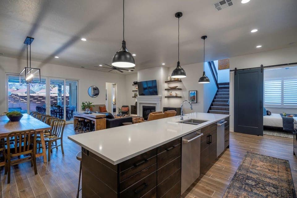 Spacious main floor living areas offer ample room for large groups to gather