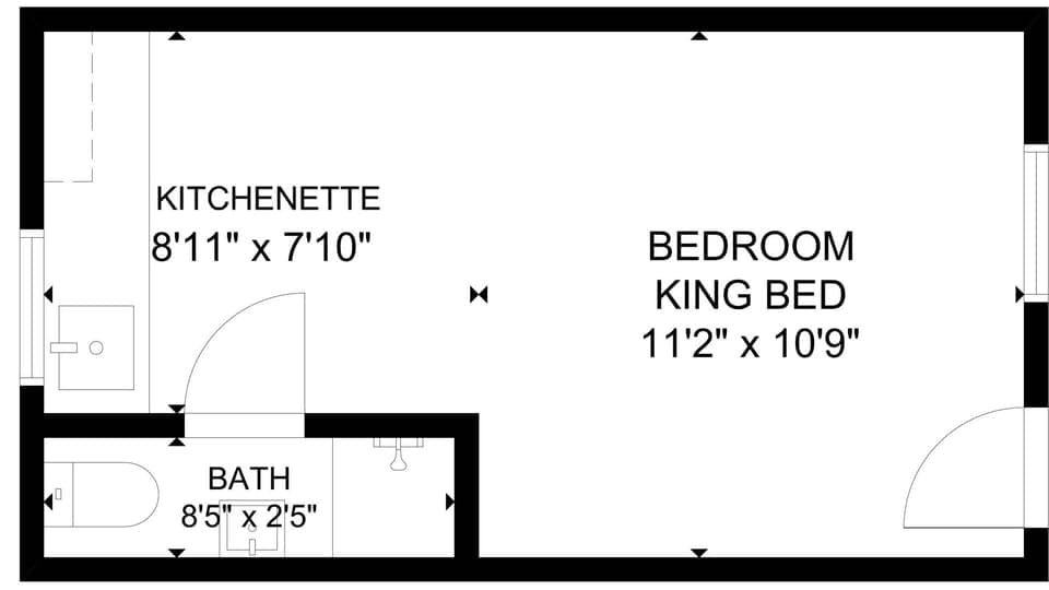 A detailed floor plan of Inn at Rockaway Beach Unit 7.