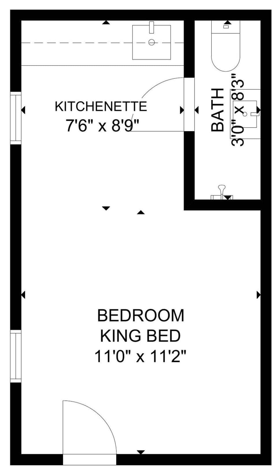 A detailed floor plan of Inn at Rockaway Beach Unit 6.