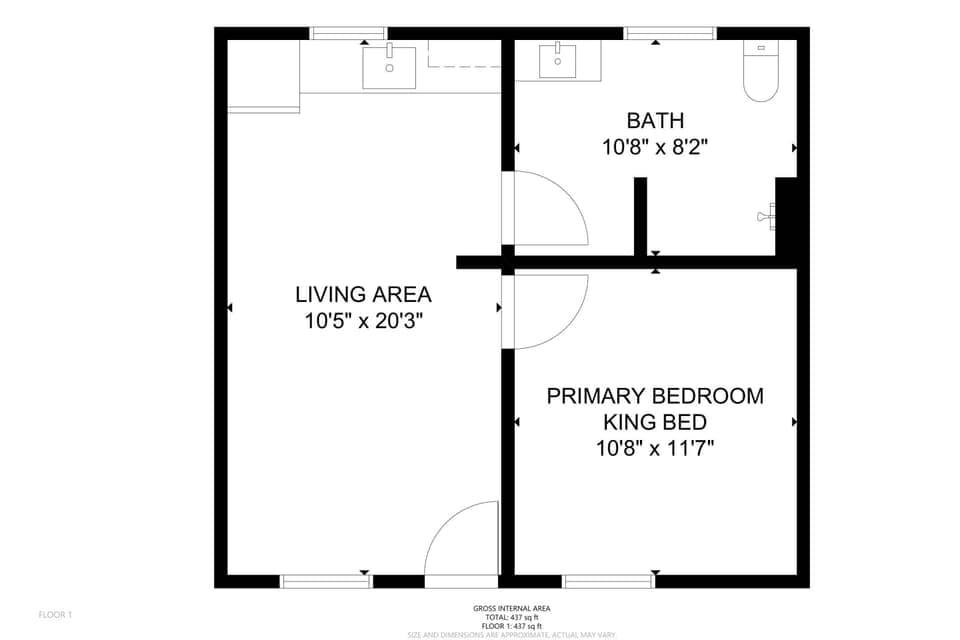A detailed floor plan of Inn at Rockaway Beach Unit 4.