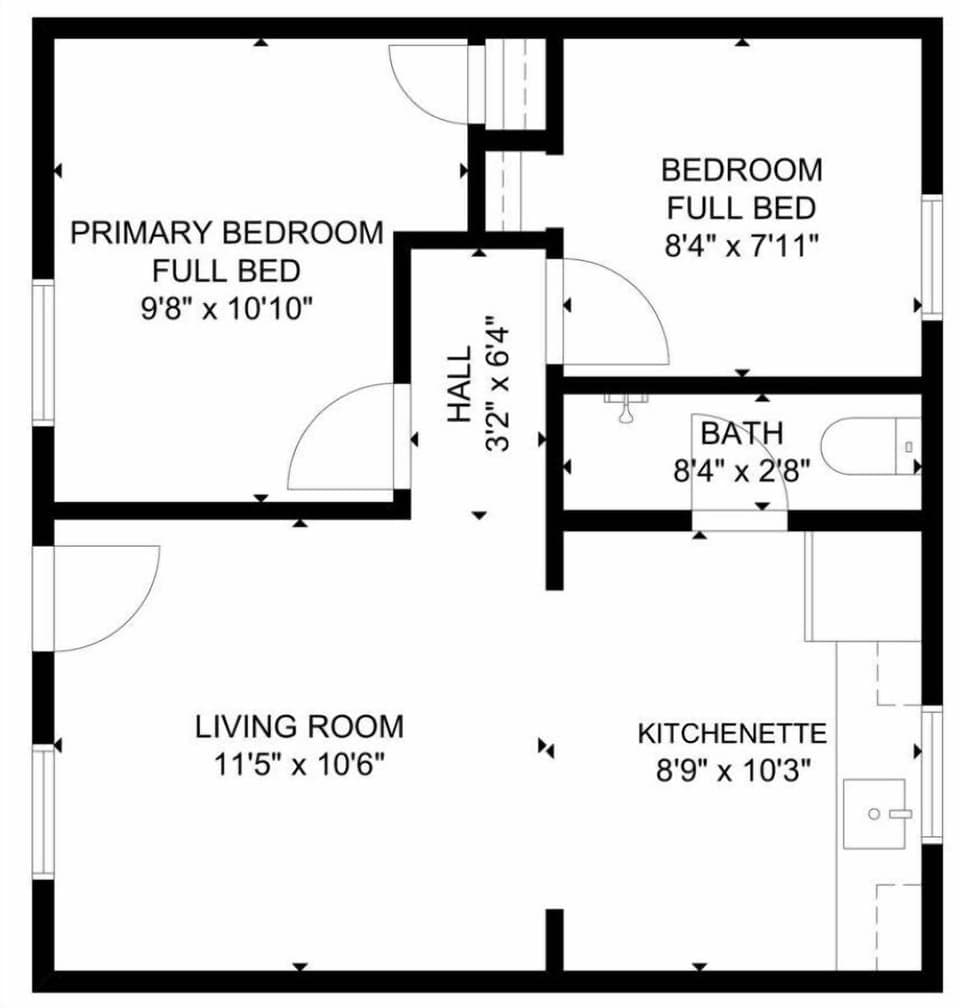 A detailed floor plan of Inn at Rockaway Beach Unit 3.