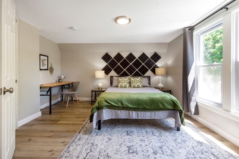 Get some work done at the desk or take a nap in the comfortable bed