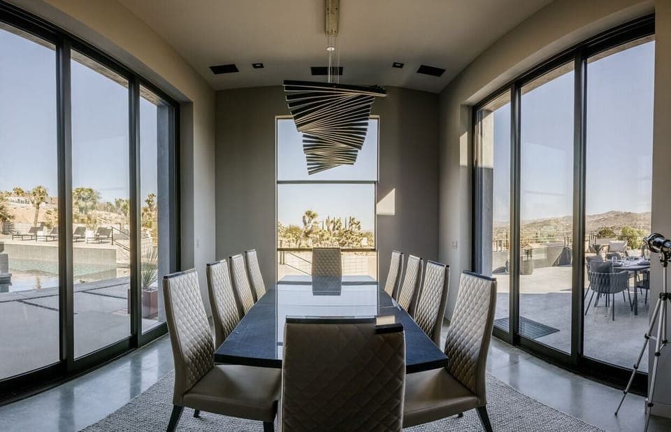 Indoor dining table that seats 8 guests