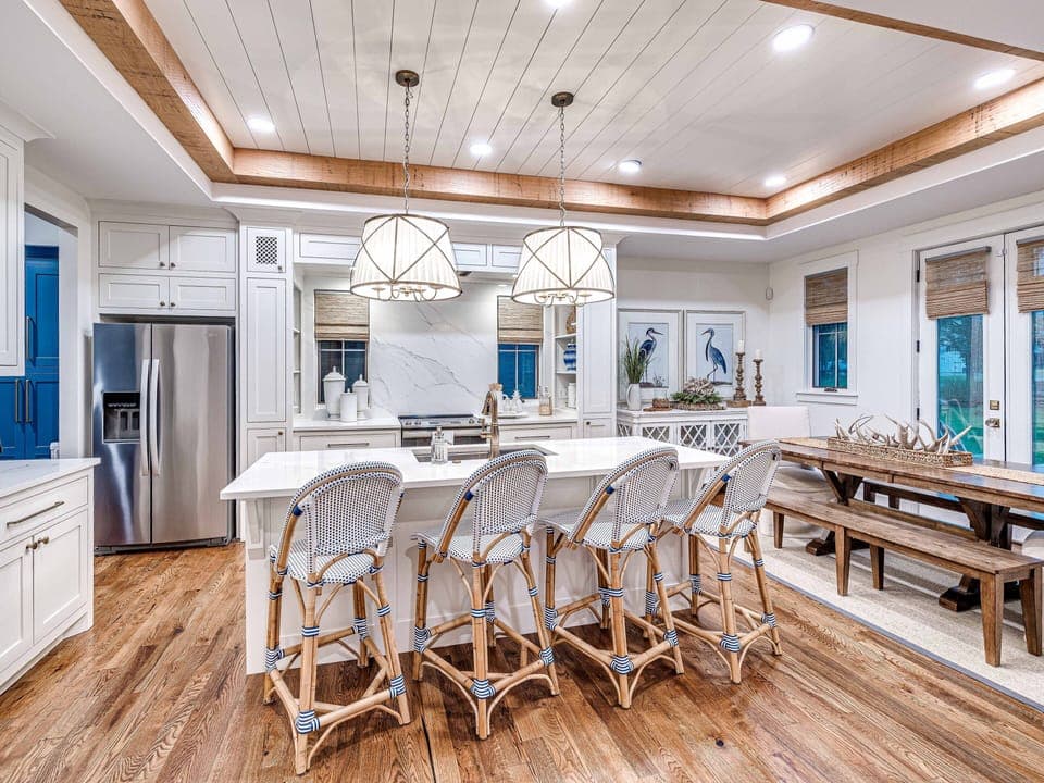 Great kitchen for entertaining.  Lots of room, fully equipped and ample seating.