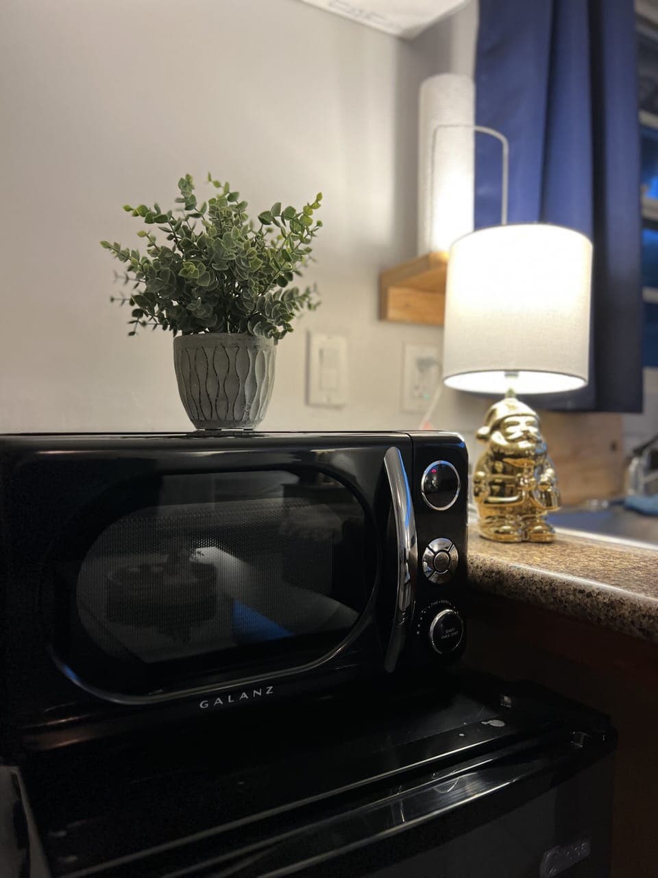 microwave + mini fridge