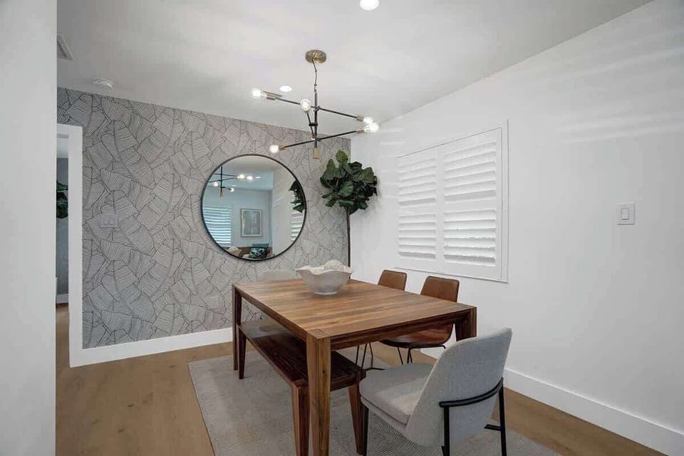 Villa 4 (2/2 unit) Dining room, which is adjacent to the kitchen and living room in the open floor plan.  Once of 3 dining spaces for you to eat or work from.  