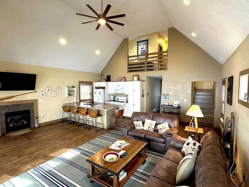 Living room/Kitchen view from the dining area. 