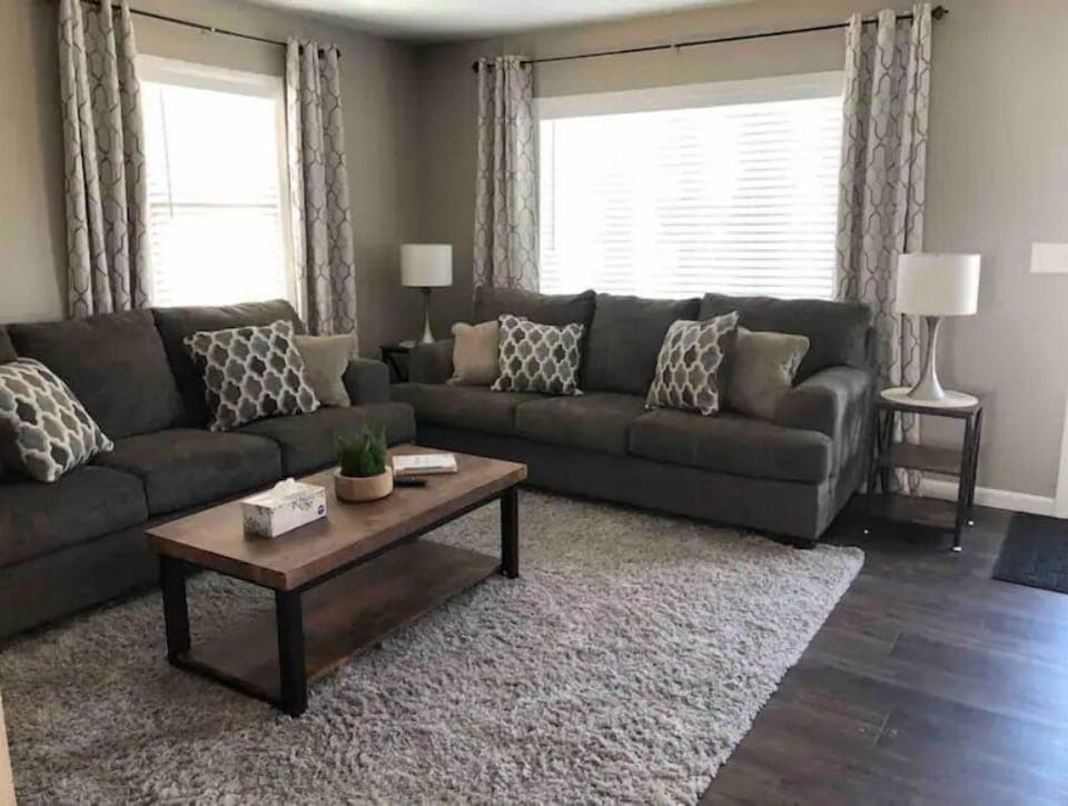 Living room has two full size couches