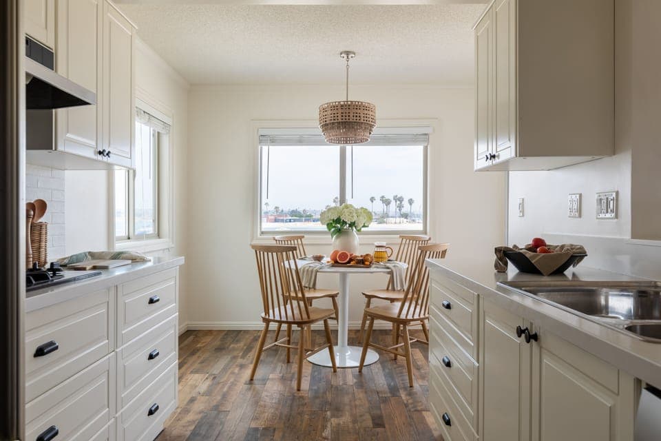 Sunny dining table in the kitchen.
