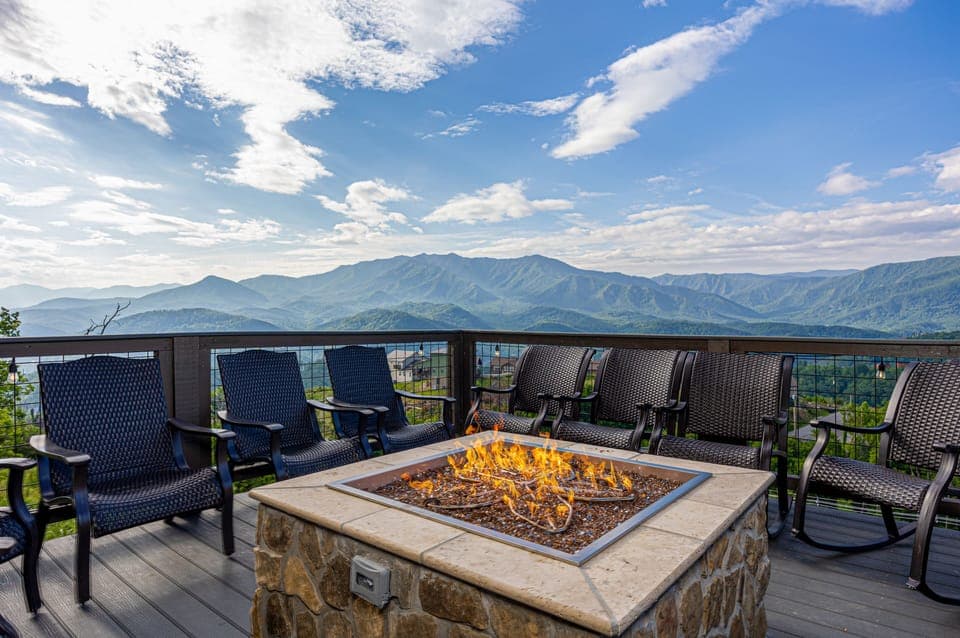 Sit by the gas firepit on the lower deck & take in the views!