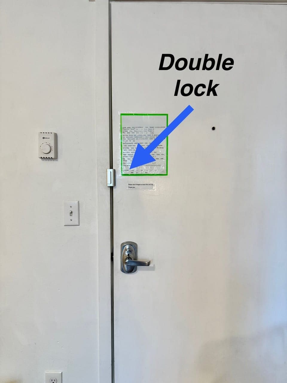 Door has double lock inside