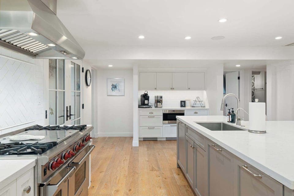 Large open kitchen with separate coffee bar