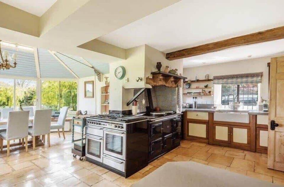 Electric Aga and gas cooker. 