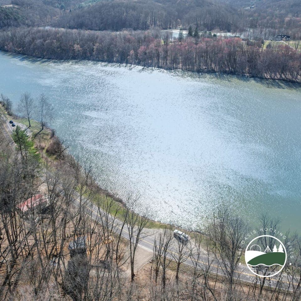 Aeriel view of Lake Logan, can you spot the Treehouse?