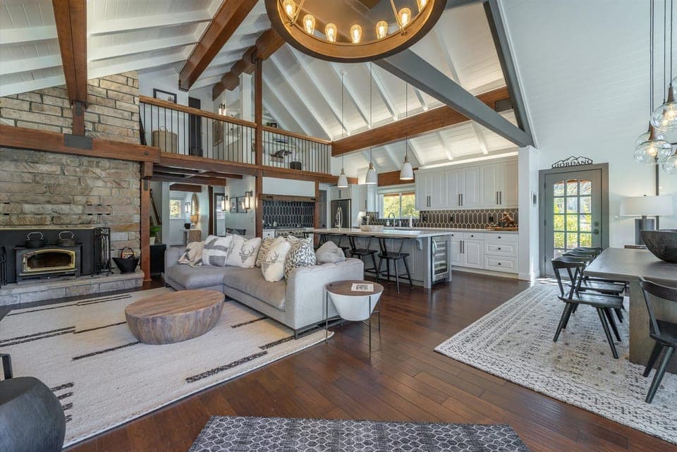 Family room and kitchen