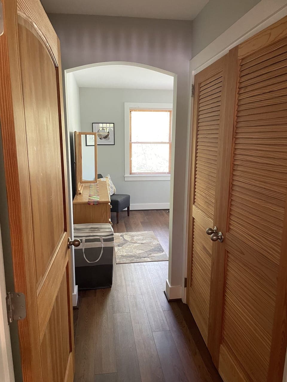 Hallway to main floor bedroom. 