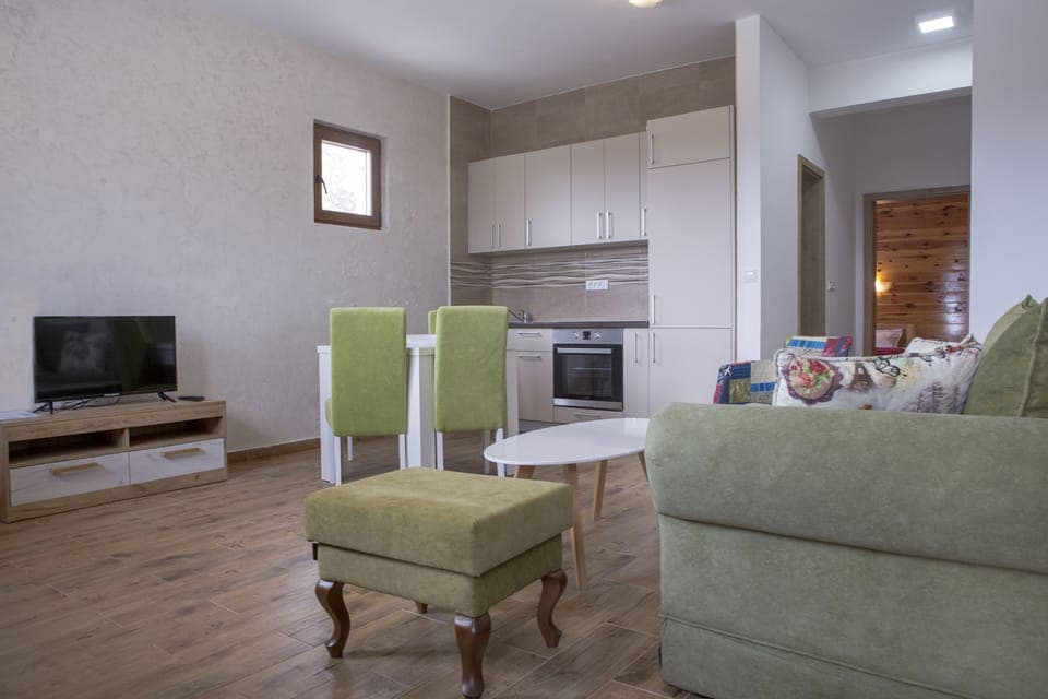 Our brand new home with a colorful living room
