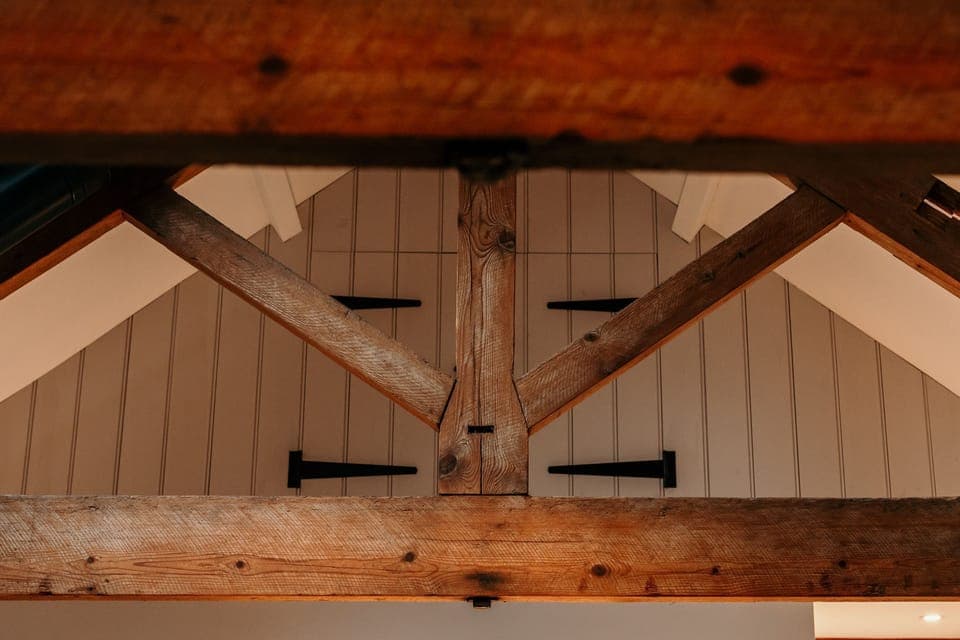 original wooden beams on show in the barn conversion