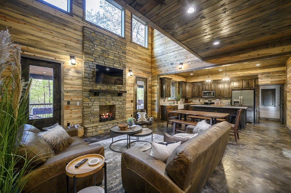 The open floor plan on the main level.