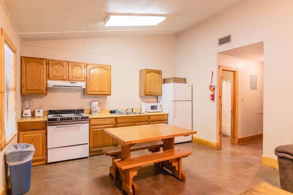Dining + kitchen area view