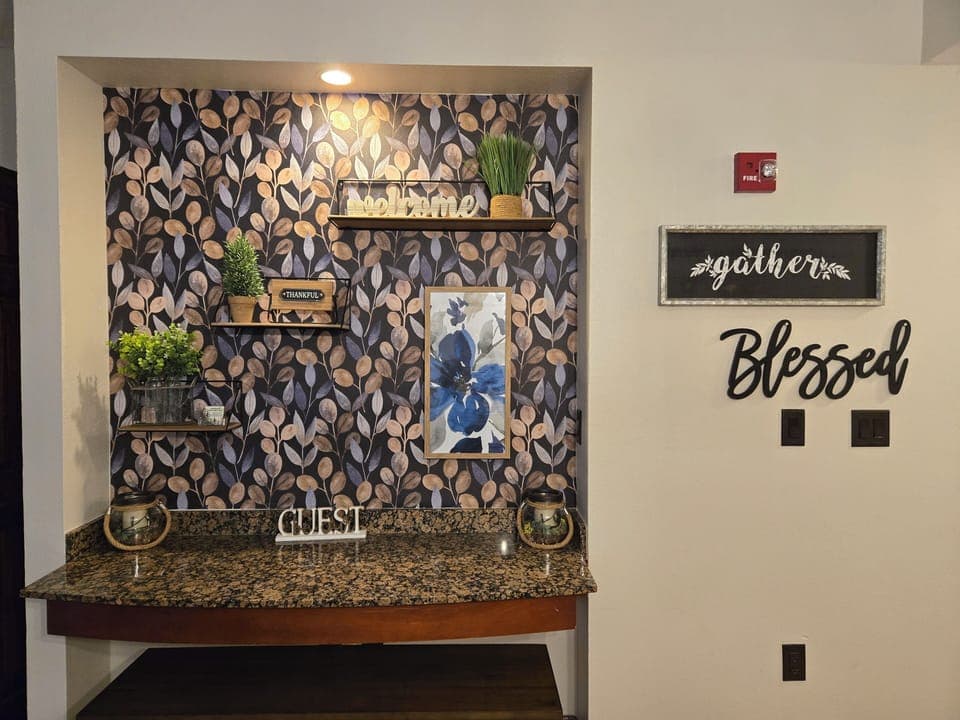 A functional desk area for those on the go and need to quickly check in.