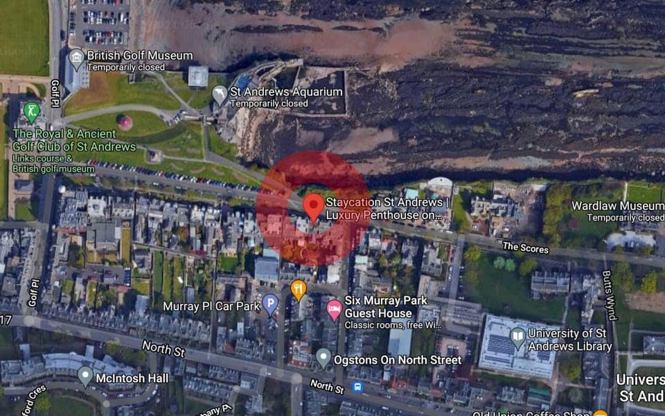 Location Map of 30c The Scores | Short Term Let in St Andrews