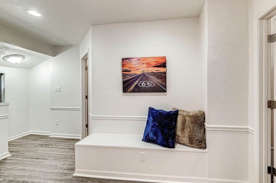Loft area with bench to sit