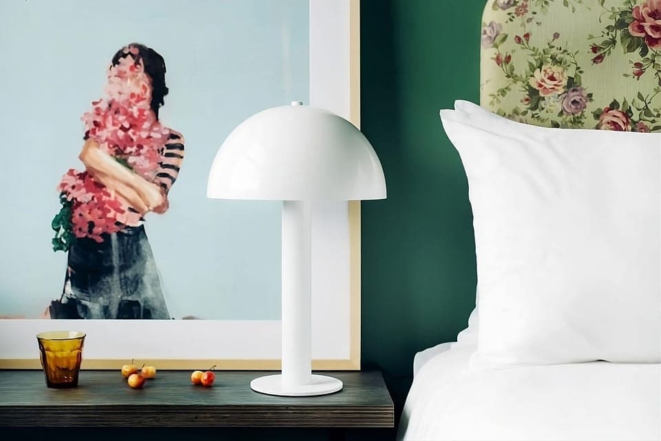 Wake gently beside artful décor and soft, crisp pillows.