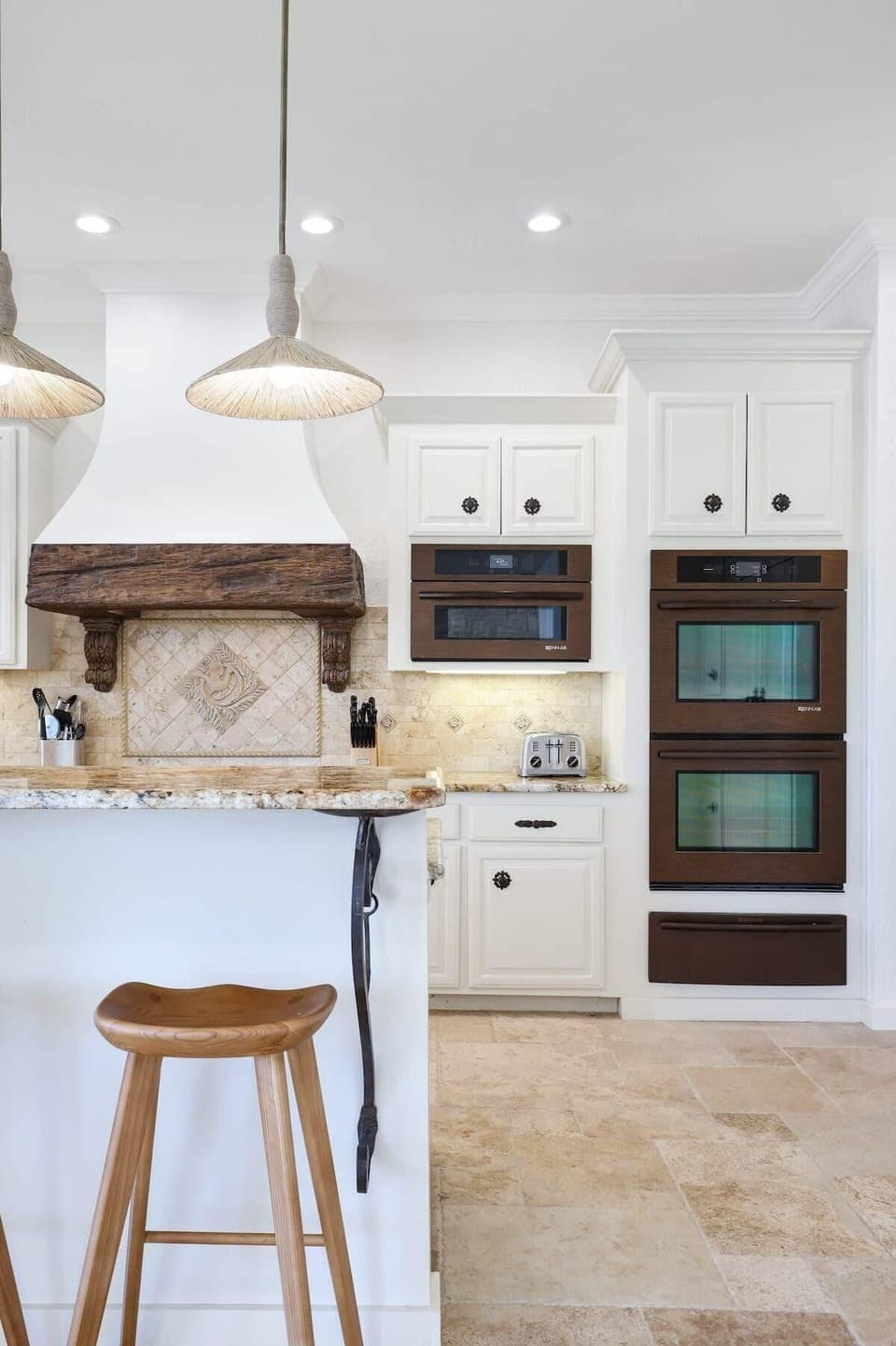 Fully stocked kitchen with a double oven