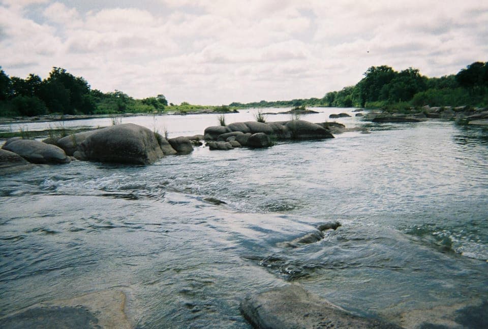 Llano River Rapids in Front of Cabin