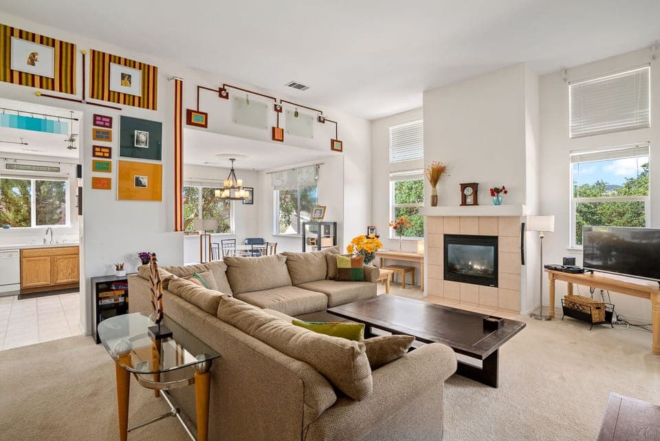 Electric fireplace and flat screen TV